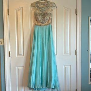 Camille La Vie blue beaded prom dress size 4